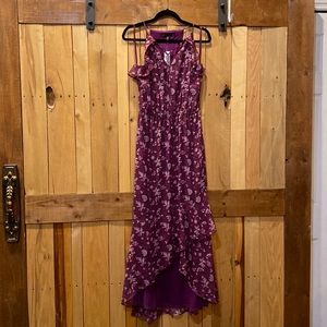 White House black market fuchsia floral high low dress